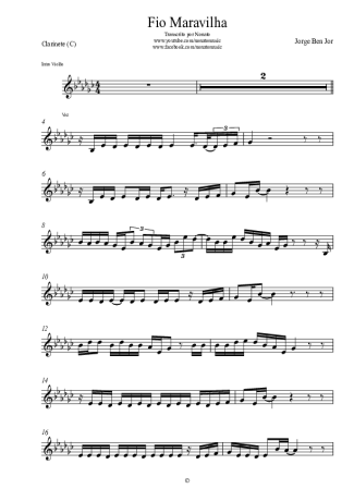 Jorge Ben Jor Fio Maravilha score for Clarinet (C)