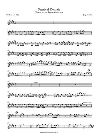 Jorge Vercillo  score for Alto Saxophone