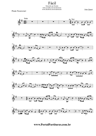 Jota Quest Fácil score for Flute