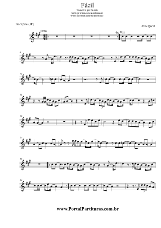 Jota Quest Fácil score for Trumpet