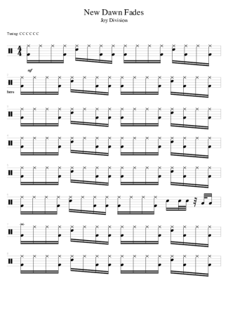 Joy Division New Dawn Fades score for Drums