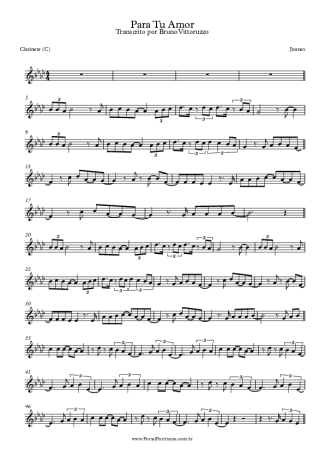 Juanes Para Tu Amor score for Clarinet (C)