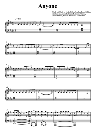 Justin Bieber  score for Piano