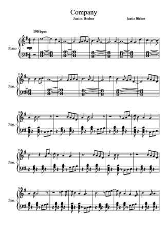 Justin Bieber  score for Piano