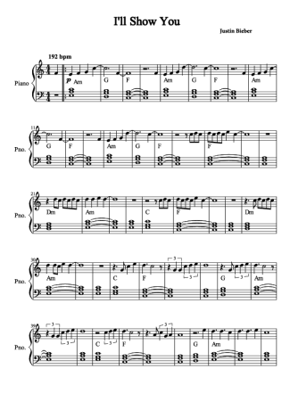 Justin Bieber  score for Piano