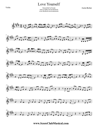 Justin Bieber Love Yourself score for Violin