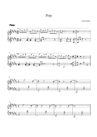 Justin Bieber Pray  score for Piano