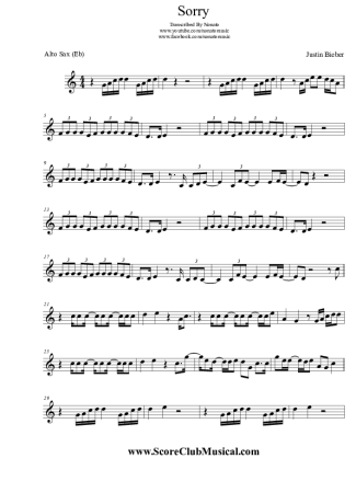 Justin Bieber  score for Alto Saxophone