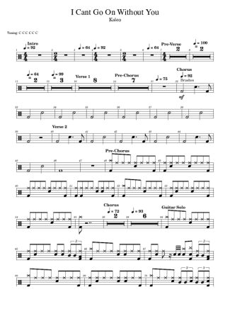 Kaleo I Can´t Go On Without You score for Drums