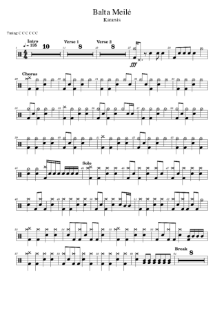 Katarsis Balta Meilė score for Drums