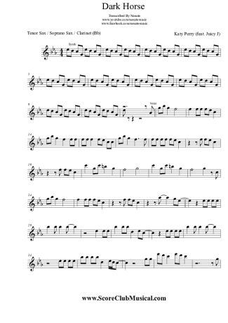 Katy Perry Dark Horse (feat. Juicy J) score for Clarinet (Bb)