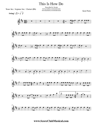 Katy Perry  score for Clarinet (Bb)