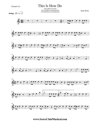 Katy Perry  score for Clarinet (C)