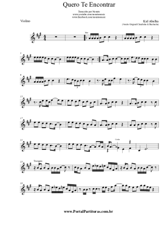 Kid Abelha Quero Te Encontrar score for Violin