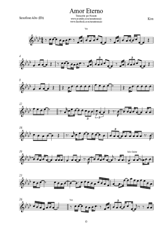 Kim O Amor Eterno score for Alto Saxophone