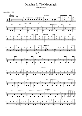 King Harvest Dancing In The Moonlight score for Drums
