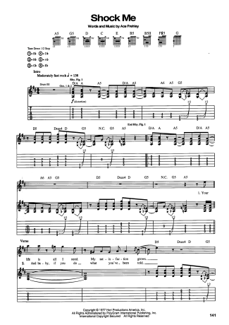 Kiss Shock Me score for Guitar