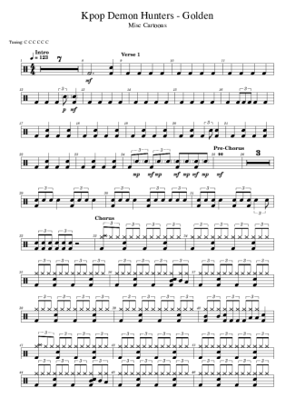 Kpop Demon Hunters Golden score for Drums