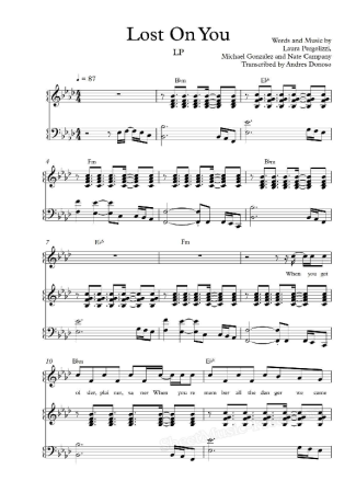 LP Lost On You score for Piano