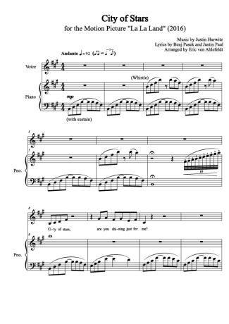 La La Land City Of Stars score for Piano