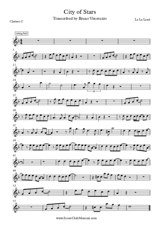 La La Land City of The Stars score for Clarinet (C)