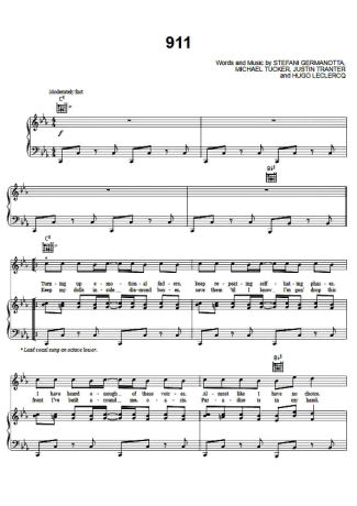 Lady Gaga 911 score for Piano