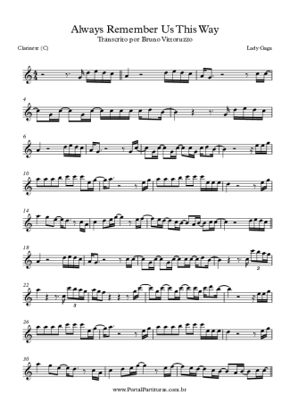 Lady Gaga  score for Clarinet (C)