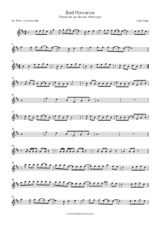 Lady Gaga  score for Tenor Saxophone Soprano (Bb)
