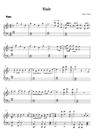 Lady Gaga  score for Piano