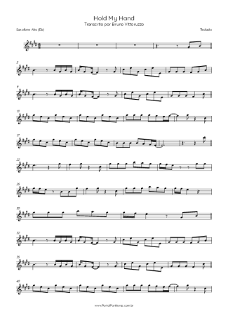 Lady Gaga Hold My Hand score for Alto Saxophone