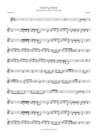 Lady Gaga Hold My Hand score for Clarinet (C)