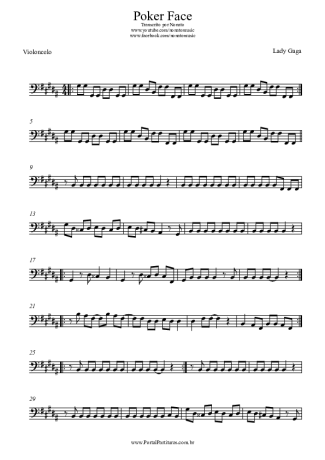 Lady Gaga Poker Face score for Cello