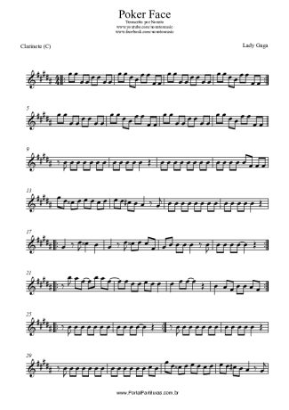 Lady Gaga Poker Face score for Clarinet (C)