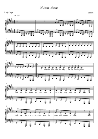 Lady Gaga Poker Face score for Piano