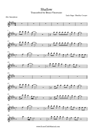 Lady Gaga  score for Alto Saxophone