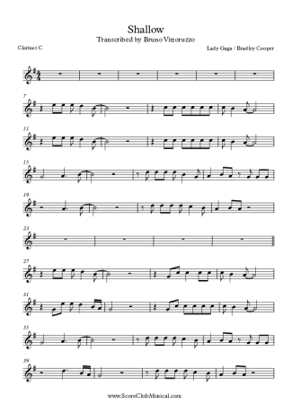 Lady Gaga  score for Clarinet (C)