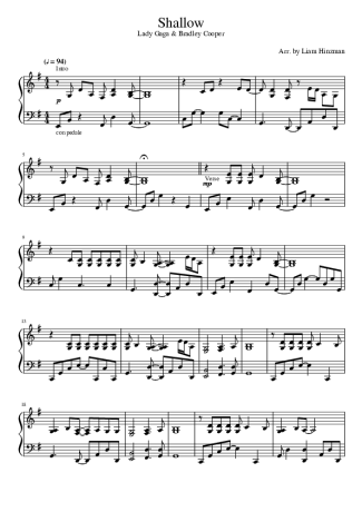 Lady Gaga  score for Piano