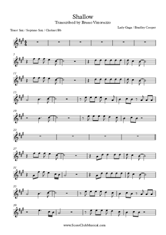 Lady Gaga  score for Tenor Saxophone Soprano (Bb)