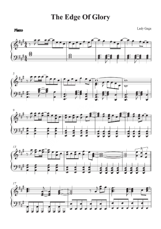 Lady Gaga  score for Piano