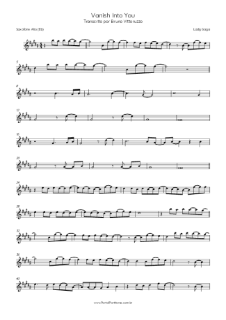 Lady Gaga  score for Alto Saxophone