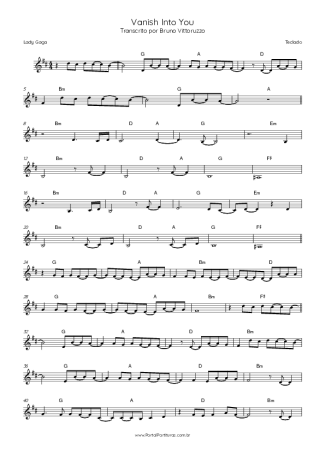 Lady Gaga Vanish Into You score for Keyboard