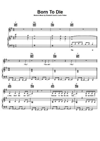 Lana Del Rey Born To Die score for Piano