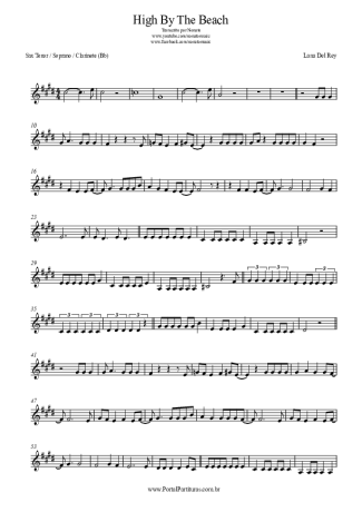 Lana Del Rey High By The Beach score for Tenor Saxophone Soprano (Bb)