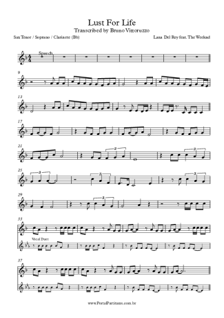 Lana Del Rey  score for Clarinet (Bb)