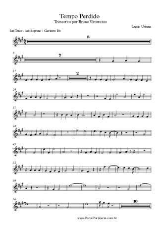 Legião Urbana Tempo Perdido score for Clarinet (Bb)