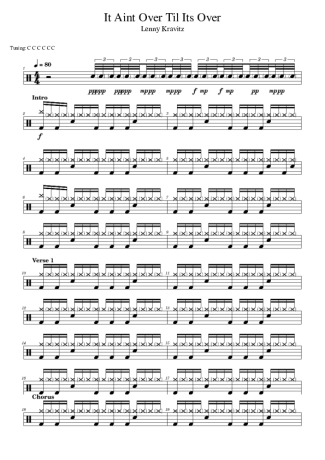 Lenny Kravitz It Ain´t Over Til It´s Over score for Drums
