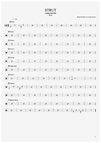 Lenny Kravitz Strut score for Drums