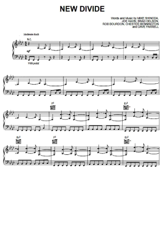 Linkin Park New Divide score for Piano