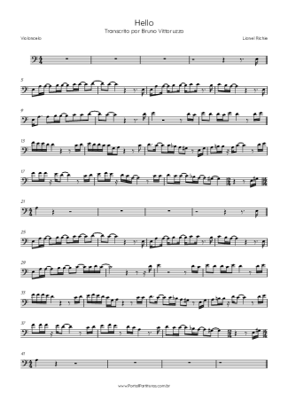 Lionel Richie Hello score for Cello