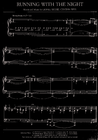 Lionel Richie Running Whit The Night score for Piano